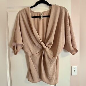 Vanilla Bay Beige Knot Front Top